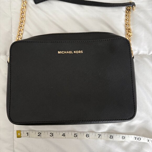 Michael Kors Jet Set Large Saffiano Leather East West Shoulder Crossbody Black - Picture 5 of 9